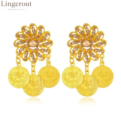 1 Pair Gold-Plated Brooch Kurdish Traditional Turkish Bridal Costume Accessory Luxury Arabic Women’s Jewelry - GOLD