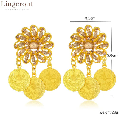 1 Pair Gold-Plated Brooch Kurdish Traditional Turkish Bridal Costume Accessory Luxury Arabic Women’s Jewelry - GOLD