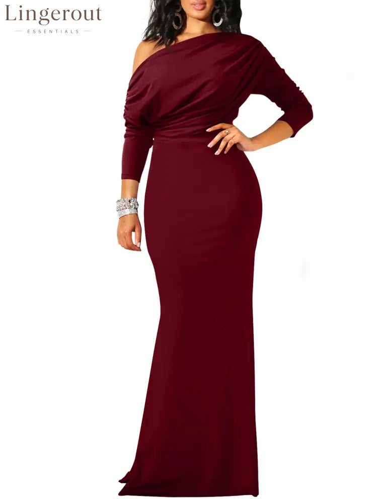 2025 Women’s Elegant Sleeveless Off Shoulder Bodycon Long Formal Party Evening Dress
