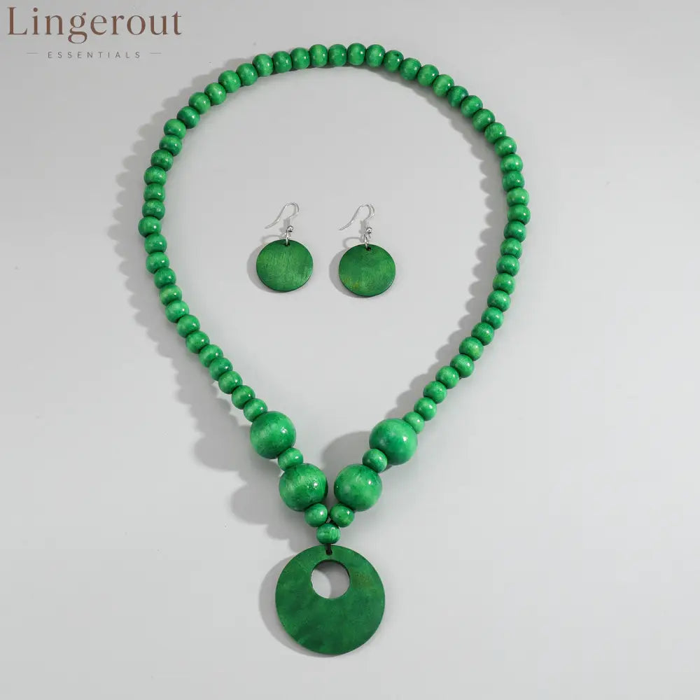 3pcs Jewelry Sets Fashionable Handmade Wood Beaded Necklace and Earrings Women’s Jewelry