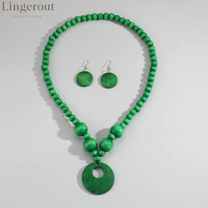 3pcs Jewelry Sets Fashionable Handmade Wood Beaded Necklace and Earrings Women’s Jewelry