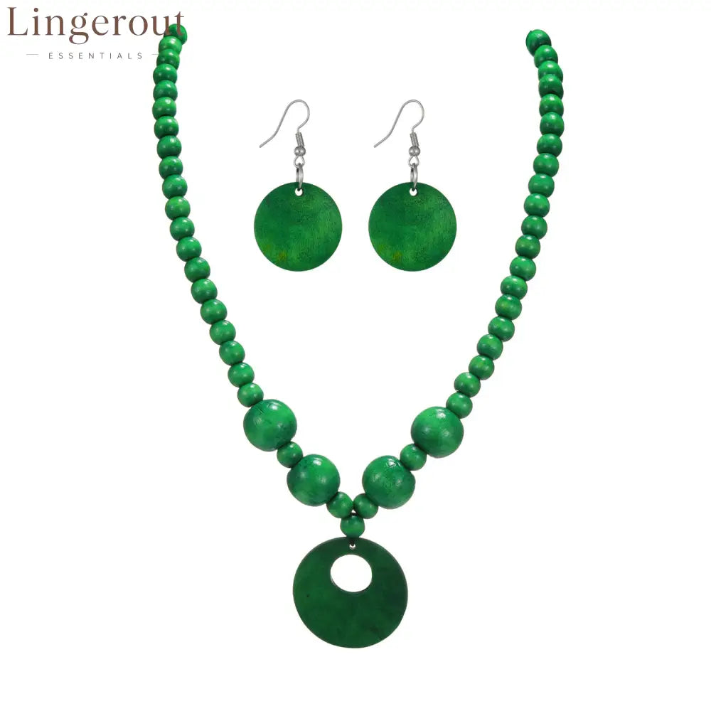 3pcs Jewelry Sets Fashionable Handmade Wood Beaded Necklace and Earrings Women’s Jewelry