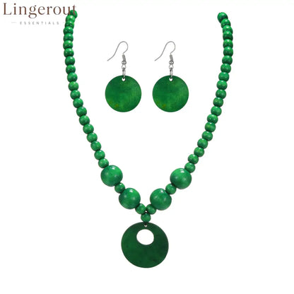 3pcs Jewelry Sets Fashionable Handmade Wood Beaded Necklace and Earrings Women’s Jewelry