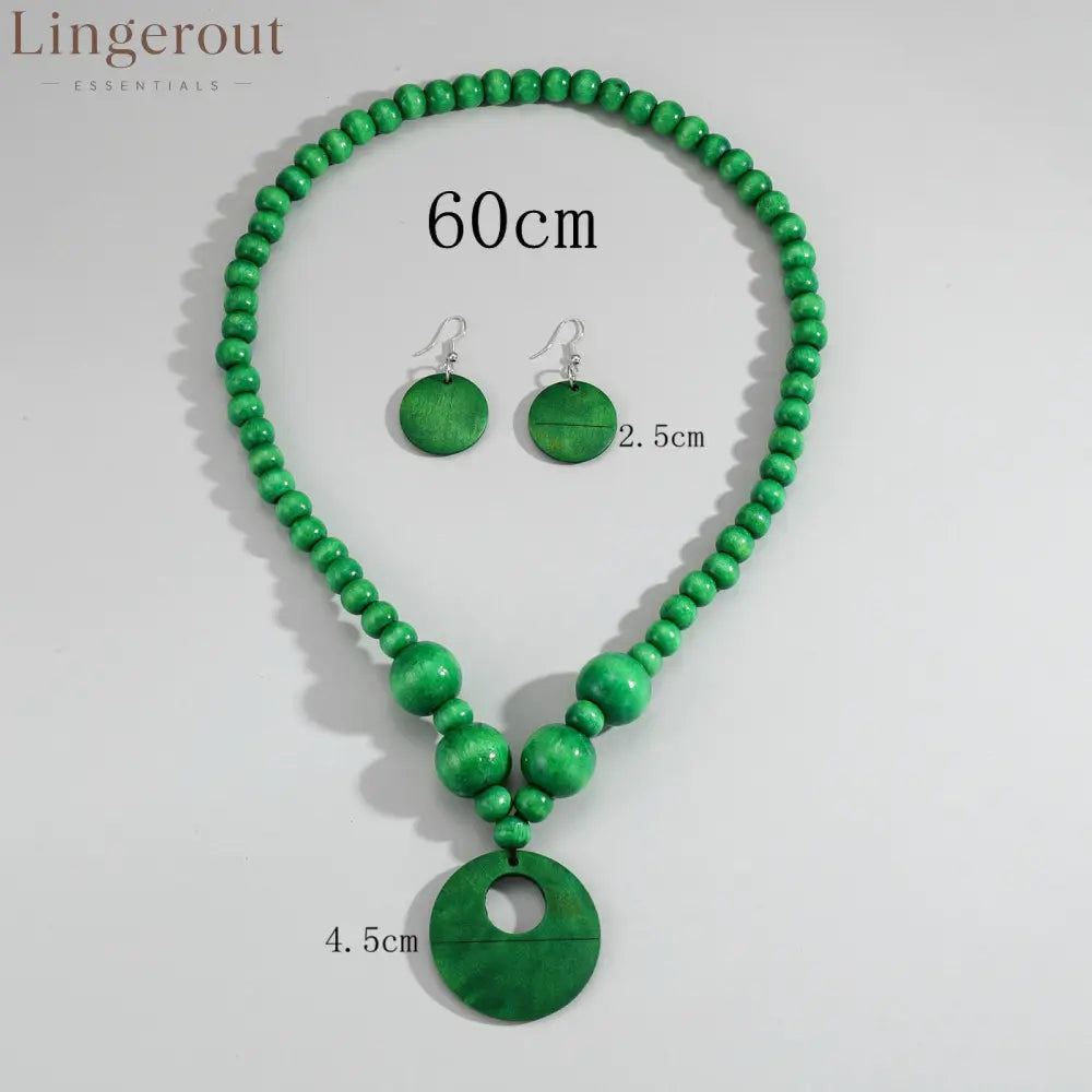 3pcs Jewelry Sets Fashionable Handmade Wood Beaded Necklace and Earrings Women’s Jewelry