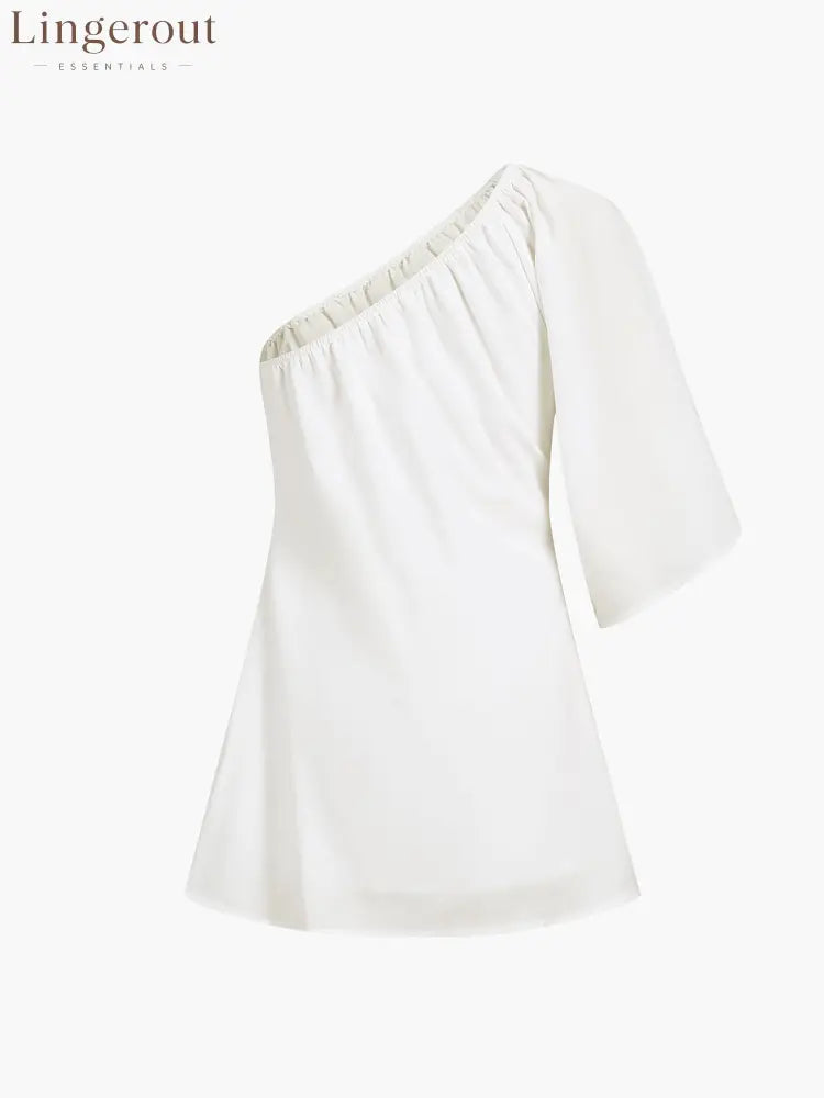 Aegean Cotton Linen One Sleeve Short Dress