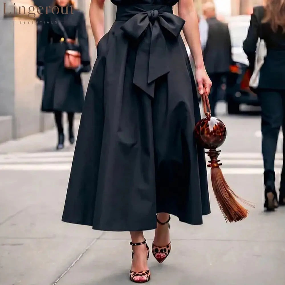 Black Turtleneck Sleeveless Dress A-Line Skirt Elegant And Fashionable Long Skirt