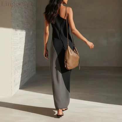 Block One Shoulder Cutout Textured Maxi Dress