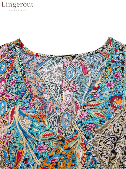 Bohemian Paisley Floral Bell Sleeve Dress