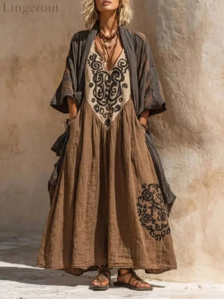 Boho Retro Loose Linen Cotton Two-piece Set