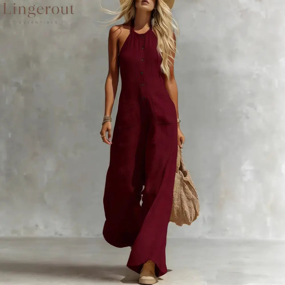 Breezy Halter Wide-Leg Jumpsuit