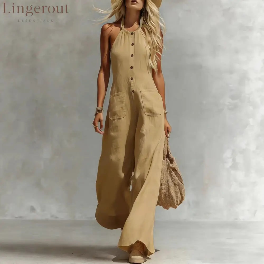 Breezy Halter Wide-Leg Jumpsuit