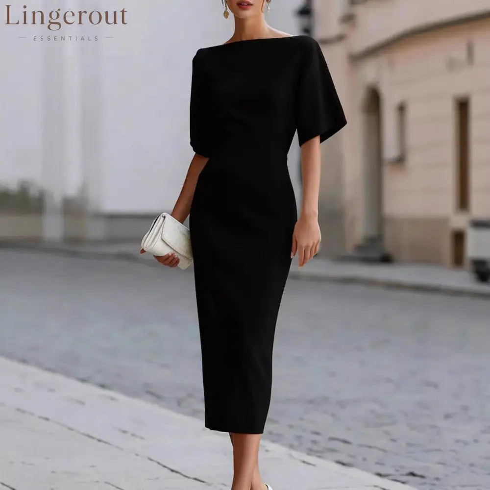 Briar Midi Dress with Bateau Neckline & Tailored Fit