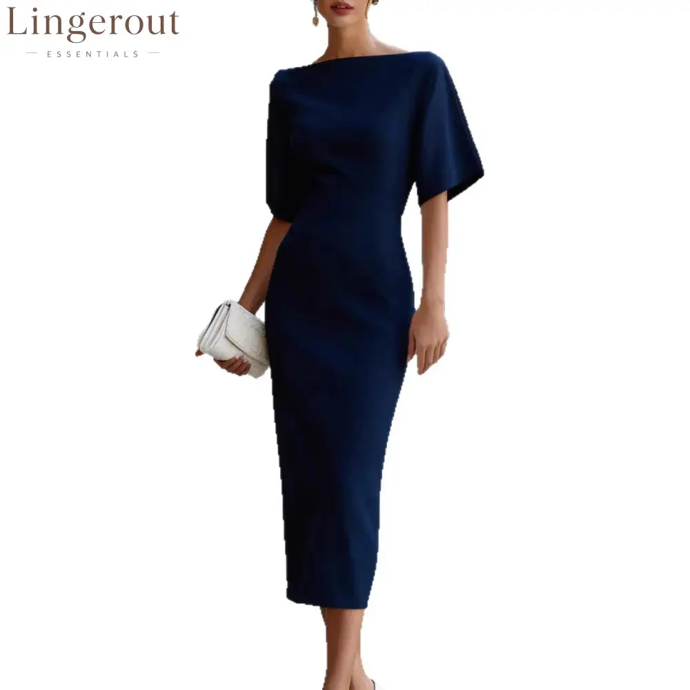 Briar Midi Dress with Bateau Neckline & Tailored Fit
