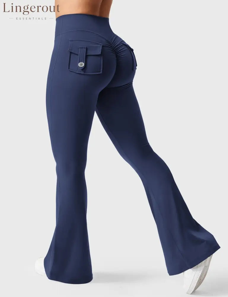 Brittany Flared Leggings with Pockets - Navy / XS