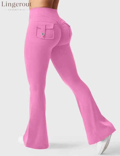 Brittany Flared Leggings with Pockets - Pink / XS