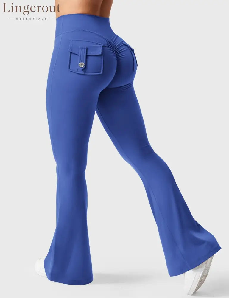 Brittany Flared Leggings with Pockets - Sapphire / XS