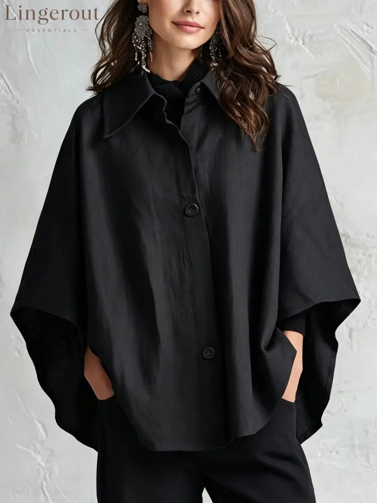 2026 European And American Spring And Autumn Silhouette Linen Shawl Shirt Multi-Color Lazy Style Flesh-Covering Top
