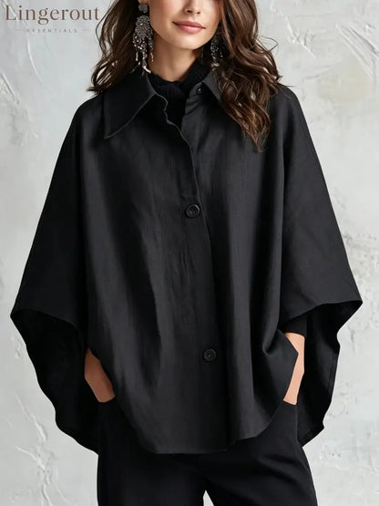 2026 European And American Spring And Autumn Silhouette Linen Shawl Shirt Multi-Color Lazy Style Flesh-Covering Top