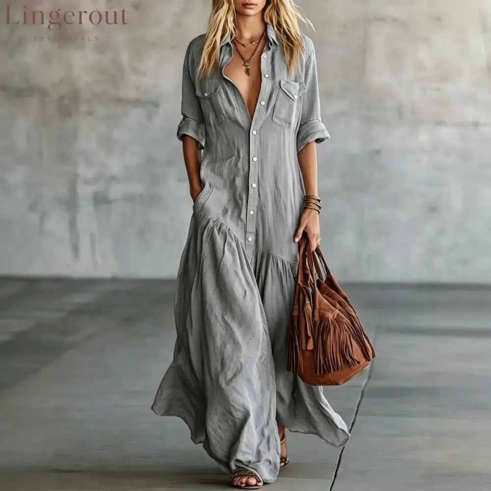 Casual Beach Vacation Chambray Dress