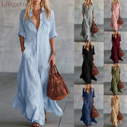 Casual Beach Vacation Chambray Dress