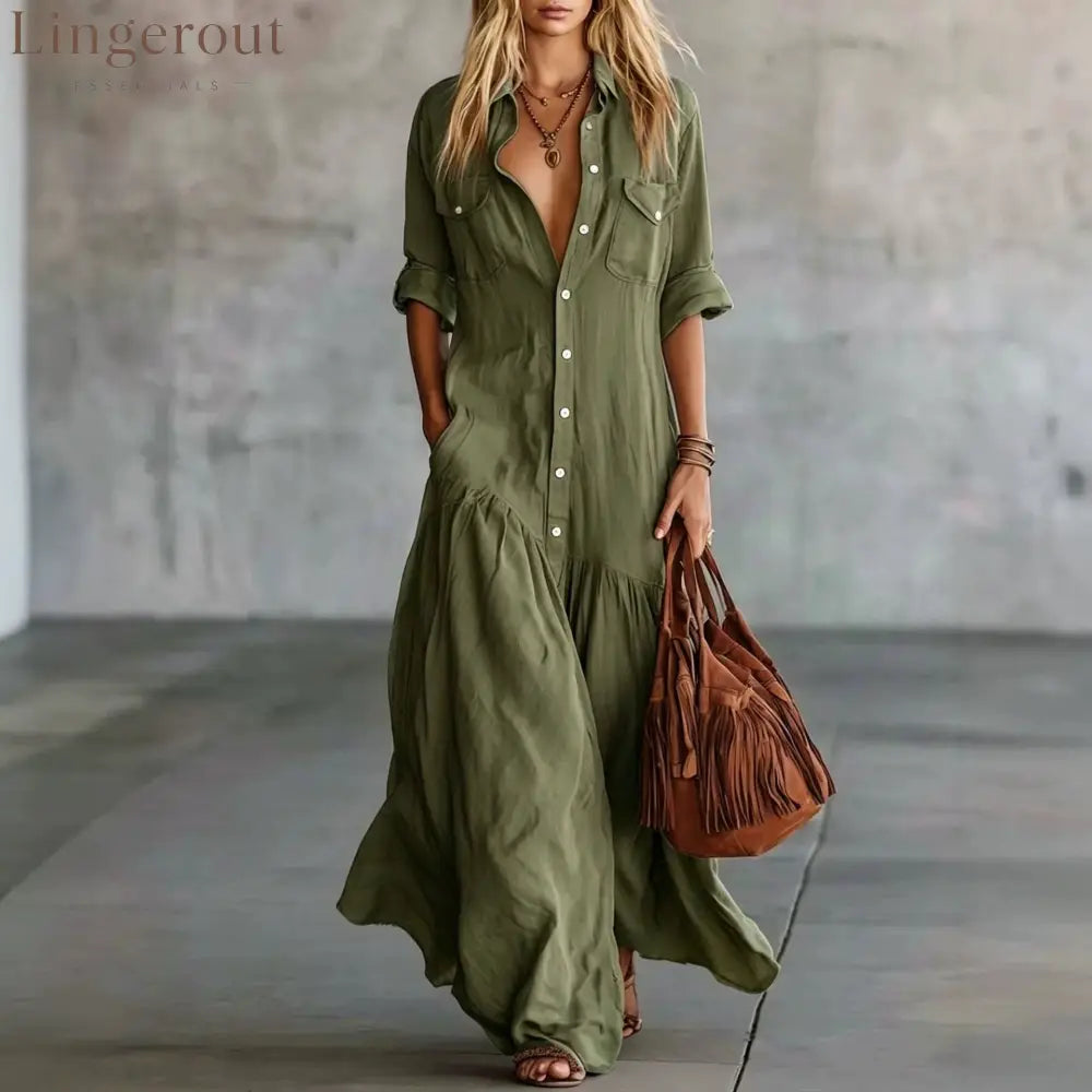 Casual Beach Vacation Chambray Dress