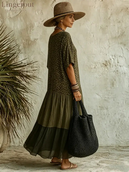 Casual Leopard-print Spliced Dress