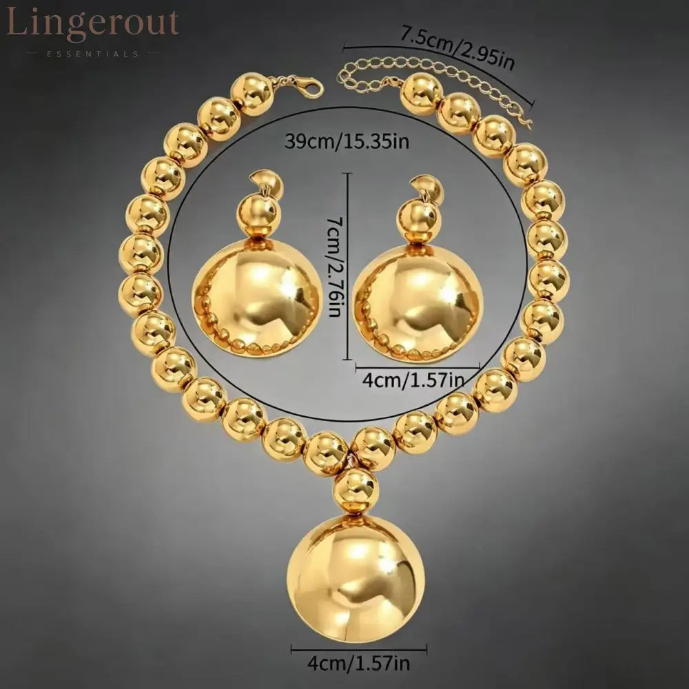 Chunky Round Ball Jewelry 2-Piece Set | Statement Beaded Choker & Triple Ball Drop Earrings