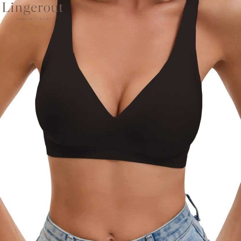 Comfort Wireless Seamless Full Coverage Everyday Support Bra - Black / S