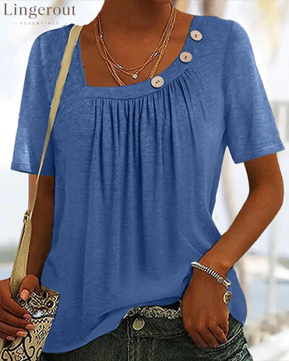 Comfortable short sleeve top - Blue / S