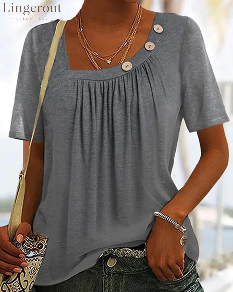 Comfortable short sleeve top - Gray / S
