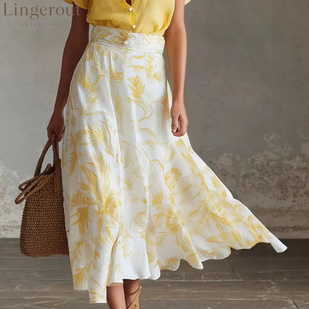 Contrast Floral Skirt Shirt Matching Co-ord Set
