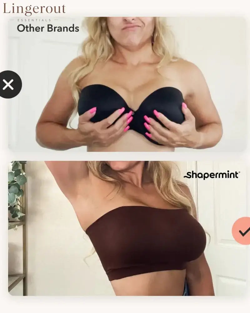 Convertible Strapless Bandeau Bra with Wireless Comfort Anti-Slip Grip & Removable Straps