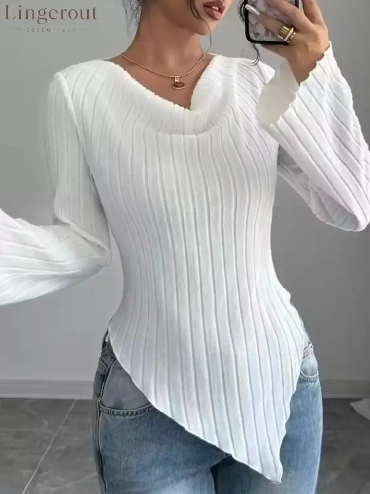 Cowl Neck Ribbed Knit Top | Partner Labels Selection