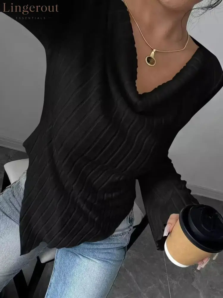 Cowl Neck Ribbed Knit Top | Partner Labels Selection