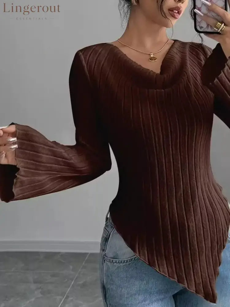 Cowl Neck Ribbed Knit Top | Partner Labels Selection