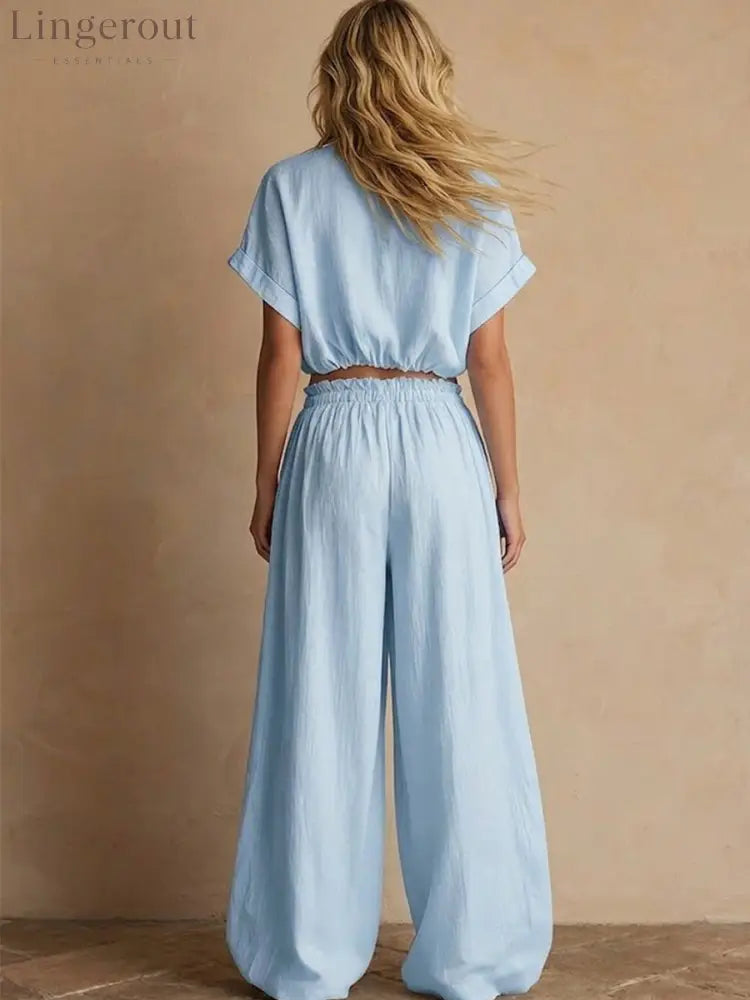 Crinkled Linen Two Piece Set