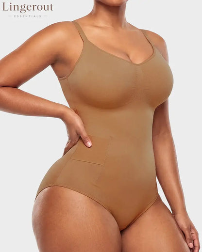 Deep V Camisole Bodysuit Shapewear - Dark Nude / XS