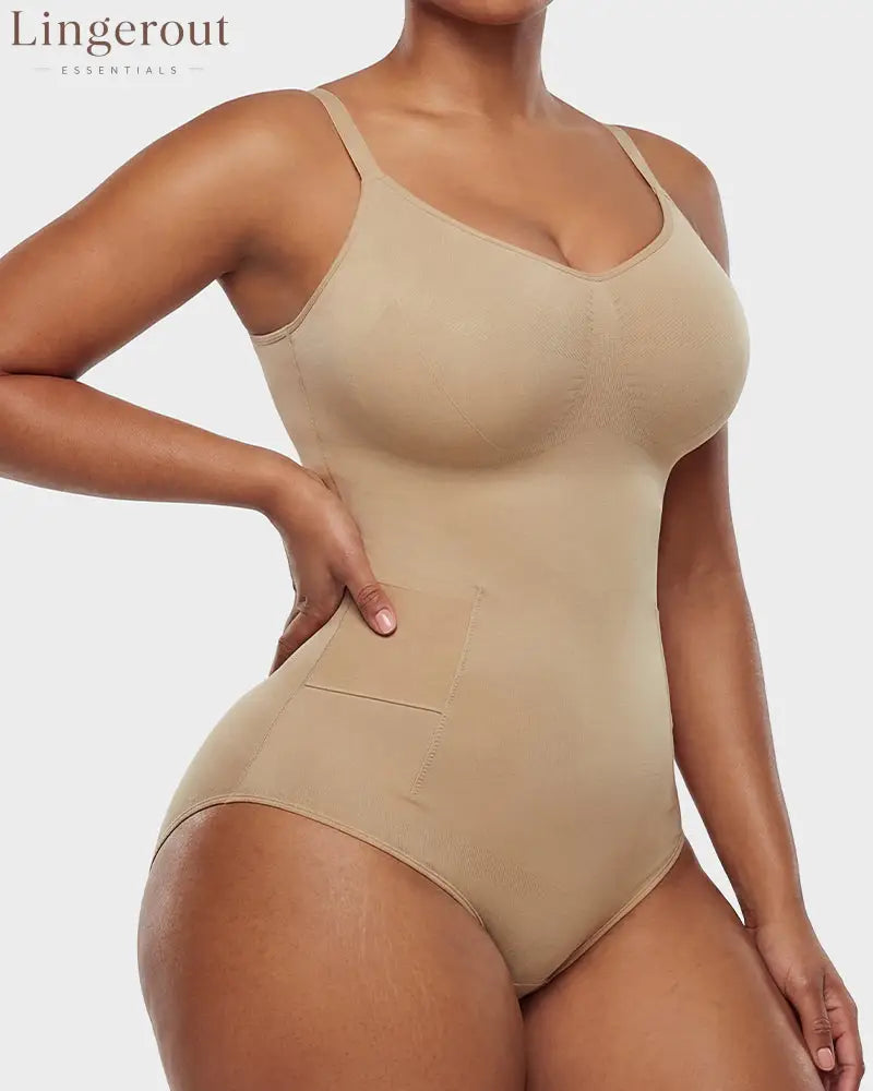 Deep V Camisole Bodysuit Shapewear - Nude / XS