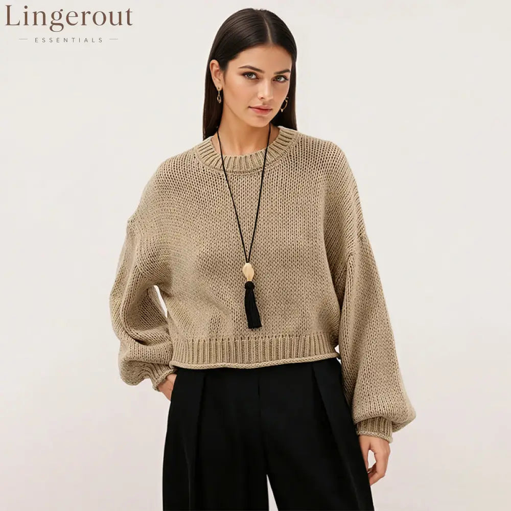 2026 Autumn And Winter Amazon New Cross-Border European And American Style Pullover Sweater For Women Loose Round Neck