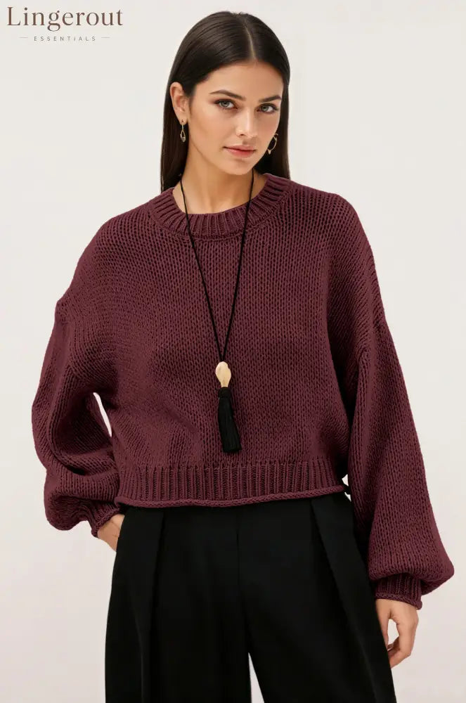 2026 Autumn And Winter Amazon New Cross-Border European And American Style Pullover Sweater For Women Loose Round Neck