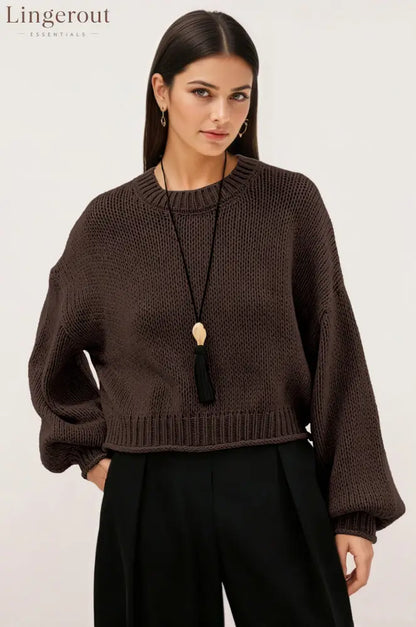 2026 Autumn And Winter Amazon New Cross-Border European And American Style Pullover Sweater For Women Loose Round Neck