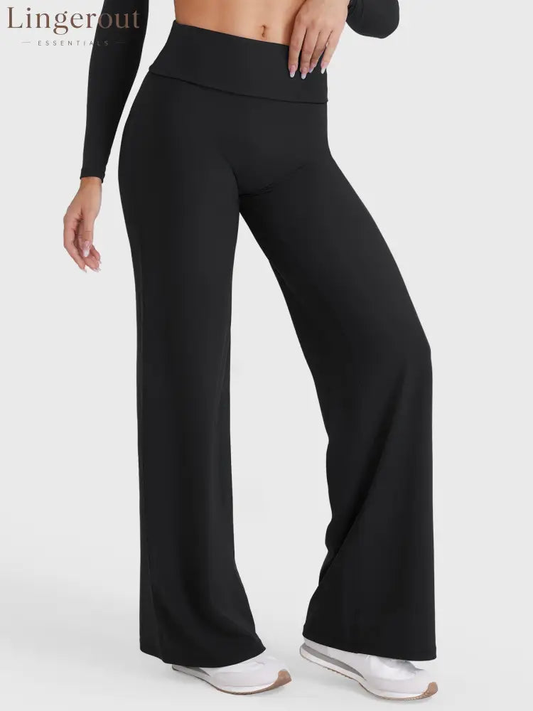 hugmecurve Eddiy 31.5’’ Fold Over Straight Leggings - Black / XS