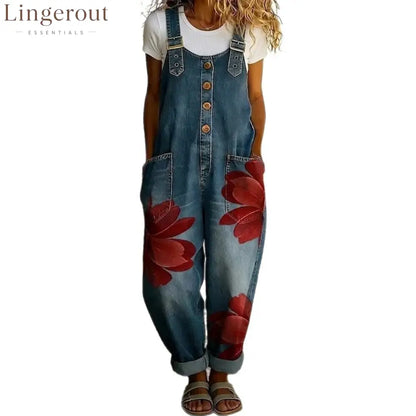 Effortless Boho Floral Denim Overalls for Women