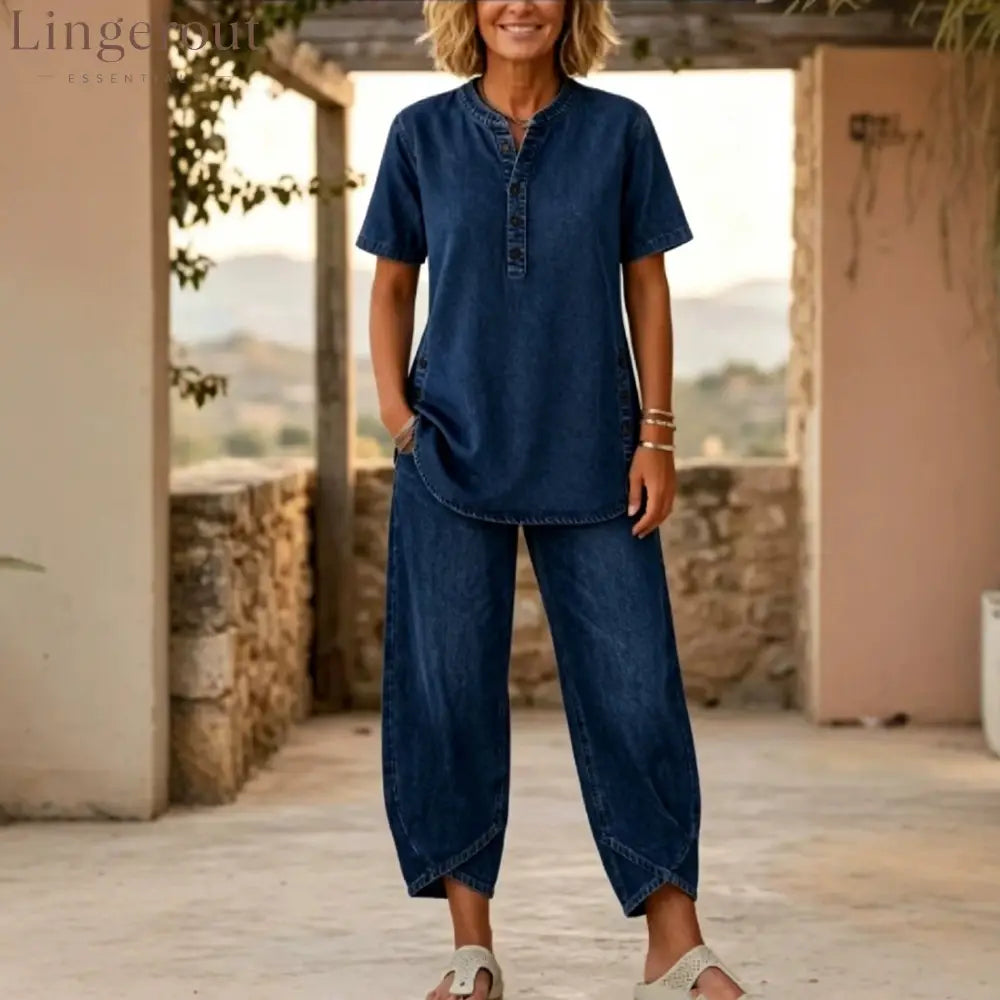 Effortless Denim Two-Piece Cozy Set