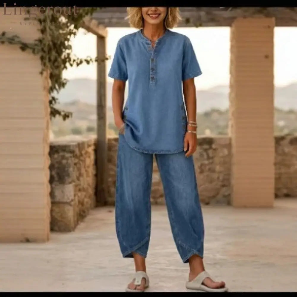 Effortless Denim Two-Piece Cozy Set
