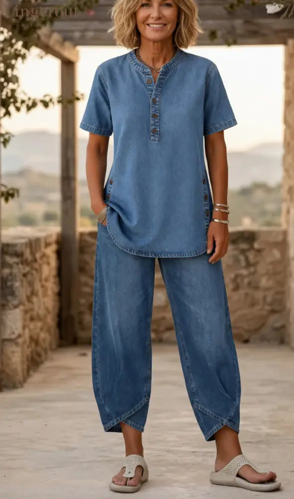 Effortless Denim Two-Piece Cozy Set