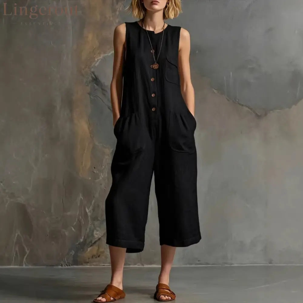 Effortless Linen Sleeveless Wide-Leg Jumpsuit