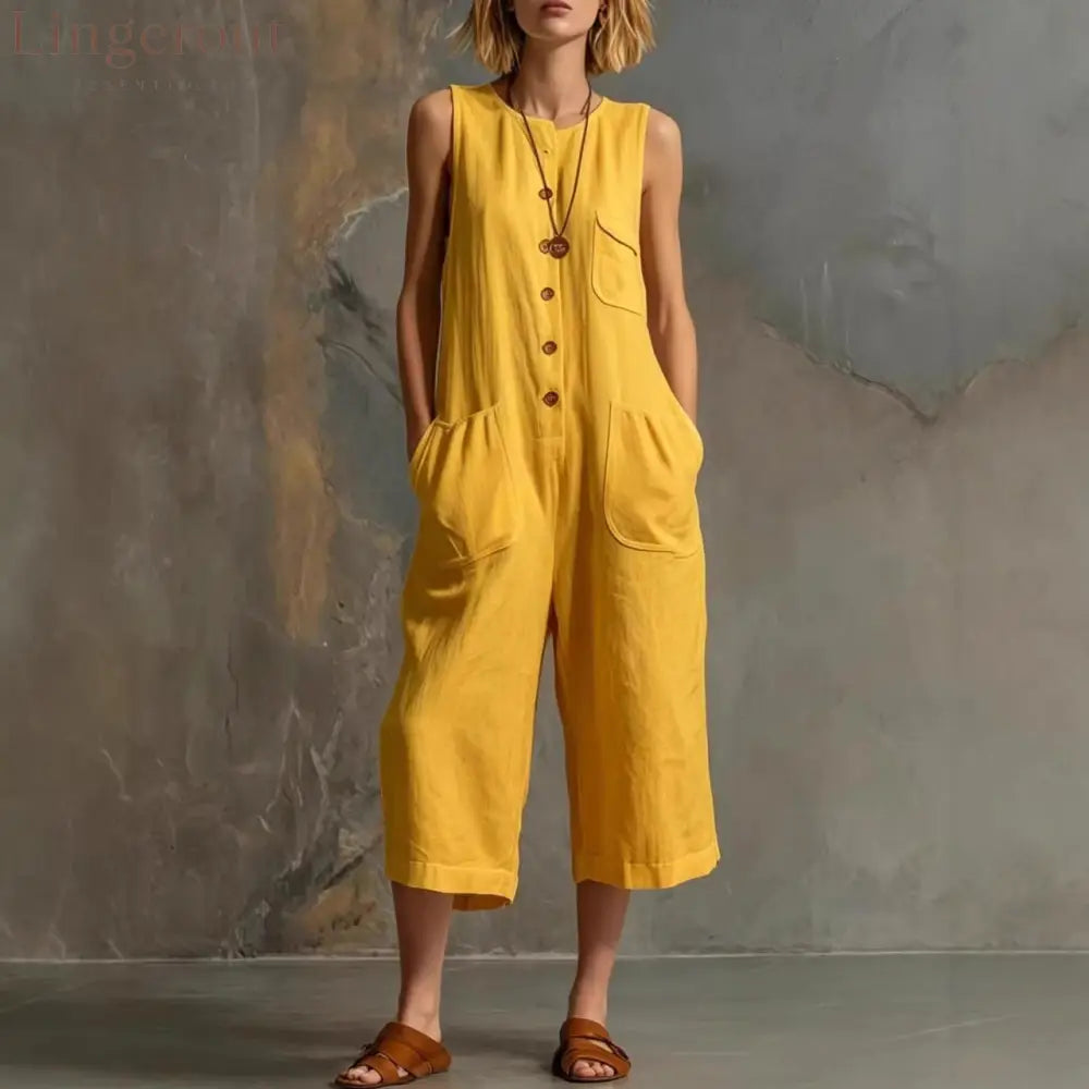 Effortless Linen Sleeveless Wide-Leg Jumpsuit