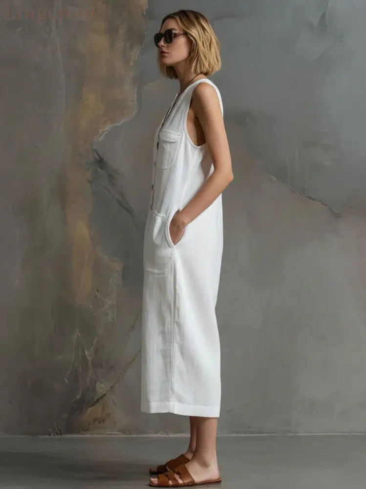 Effortless Linen Sleeveless Wide-Leg Jumpsuit