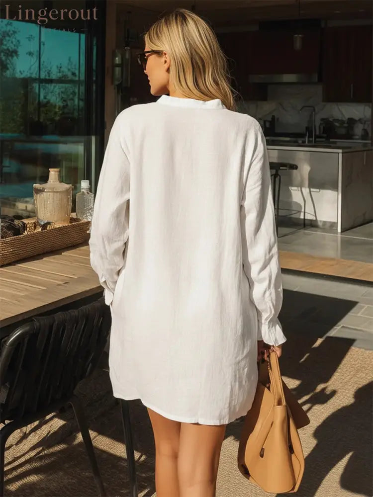 Effortless Long-Sleeve Linen Tunic Dress